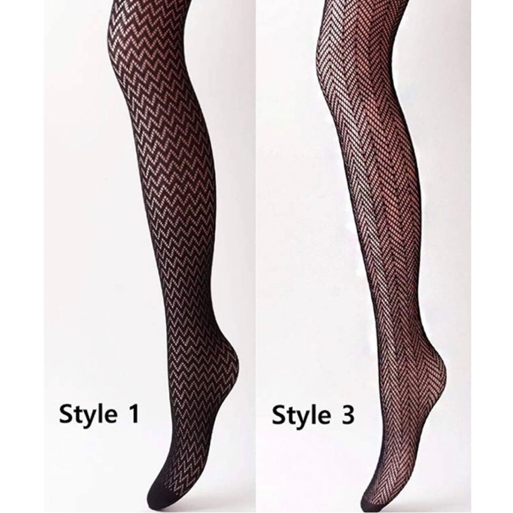 🆕 2 Pair Black Patterned Fishnet Tights